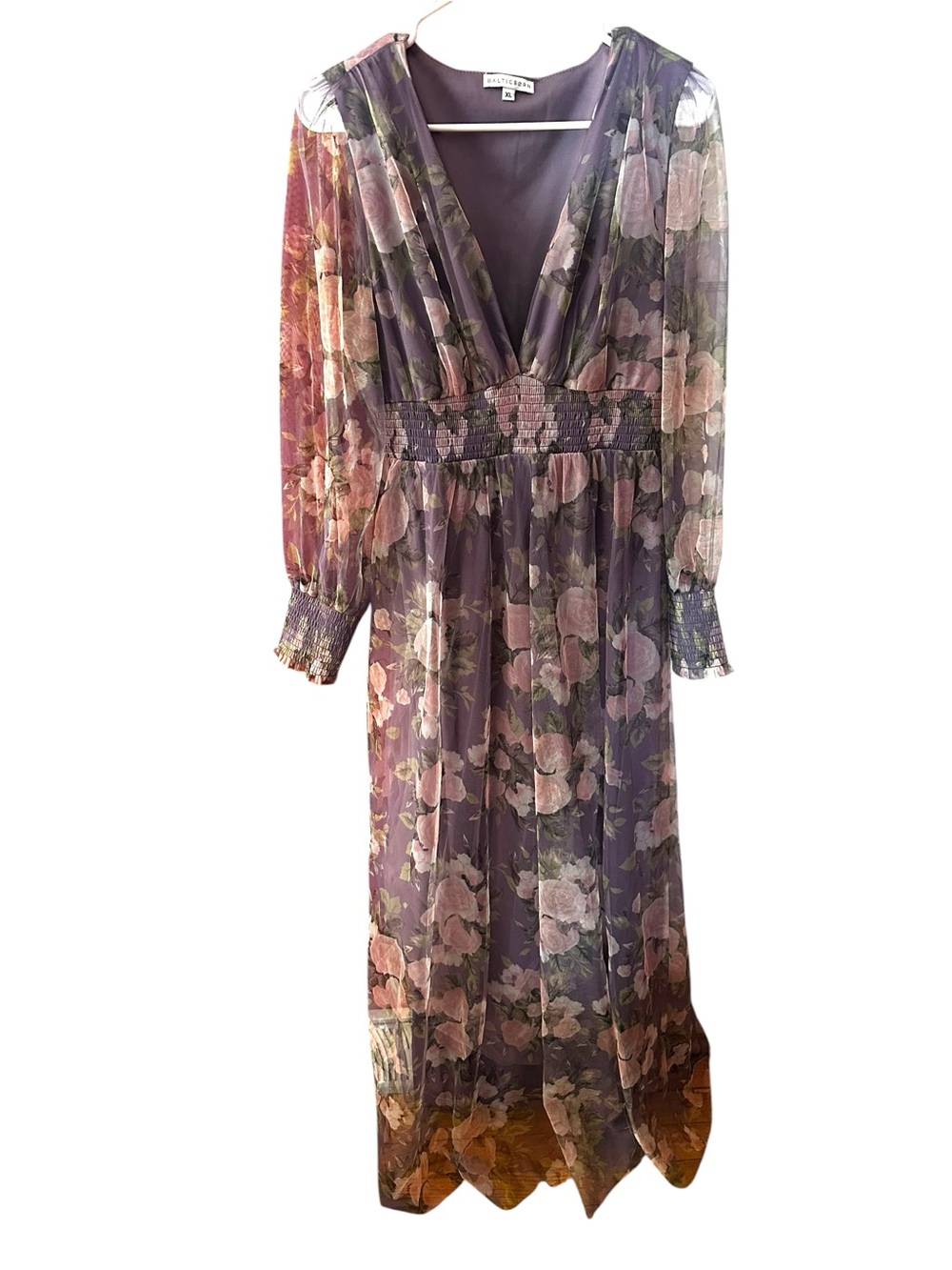 Baltic Born Layla Tulle Maxi Dress Purple Floral Sheer Romantic Wedding XL - Picture 7 of 15
